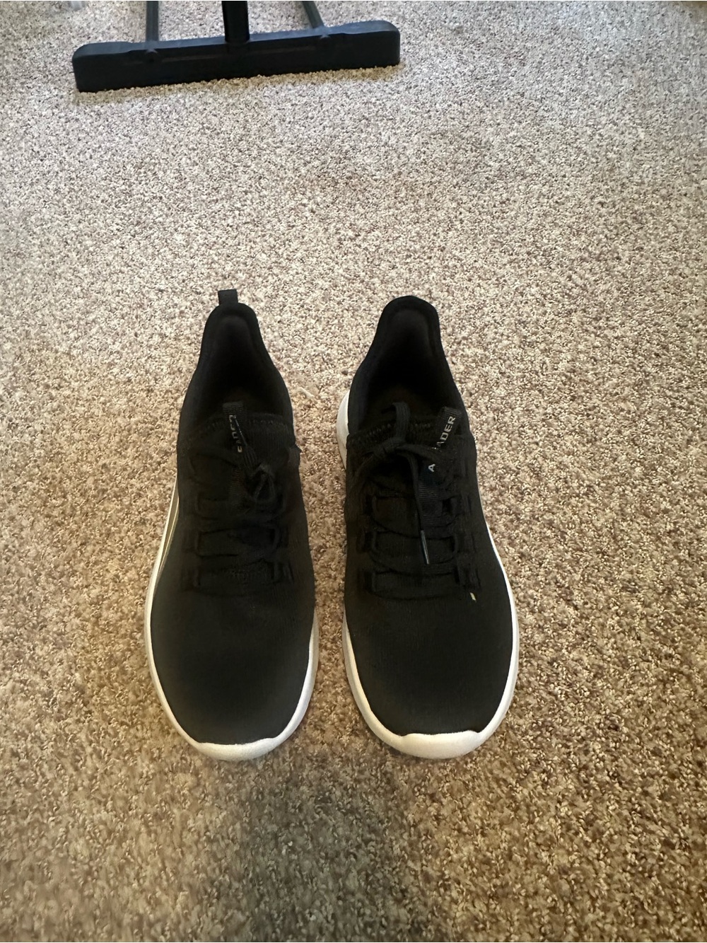 Women's Black Athletic Knit Sneakers with White Sole